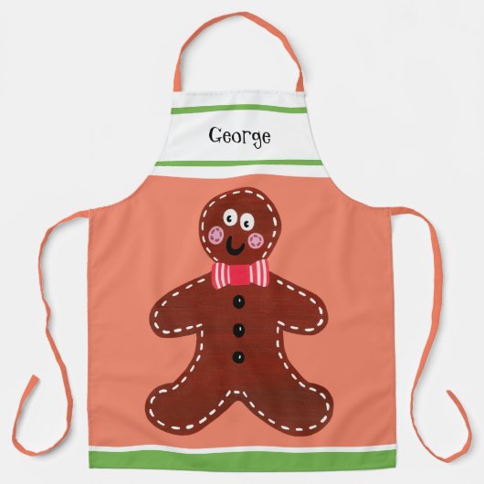 Custom Gingerbread Man Weihnachten Schürze (Vorderseite)
