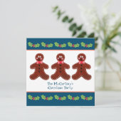Custom Gingerbread Man Weihnachts-Party Einladung (Stehend Vorderseite)