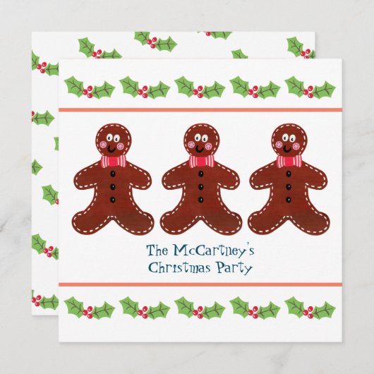 Custom Gingerbread Man Weihnachts-Party Einladung (Vorne/Hinten)