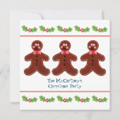Custom Gingerbread Man Weihnachts-Party Einladung (Vorderseite)