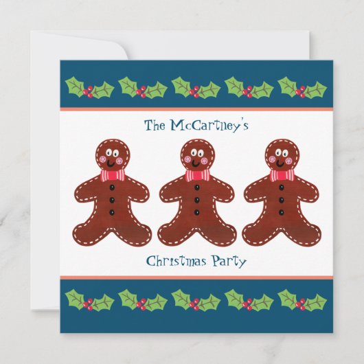 Custom Gingerbread Man Weihnachts-Party Einladung (Vorderseite)