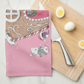 Custom Gingerbrot House Ice Skaten Snowy Day Geschirrtuch (Viertel Falte)