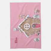 Custom Gingerbrot House Ice Skaten Snowy Day Geschirrtuch (Vertikal)