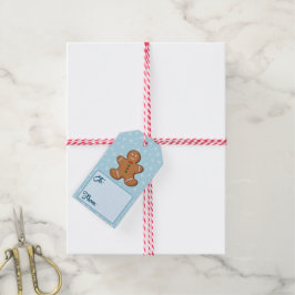 Custom Gingerbrot und Snowflakes Blue Gift Tags Geschenkanhänger