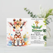 Custom Giraffe Baby Dusche Einladung (Stehend Vorderseite)