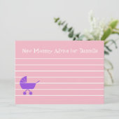 Custom Girl Baby Shower New Mommy Advice Cards Einladung (Stehend Vorderseite)