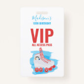Custom Girl Birthday Party Roller Blading VIP Pass Ausweis (Vorderseite)