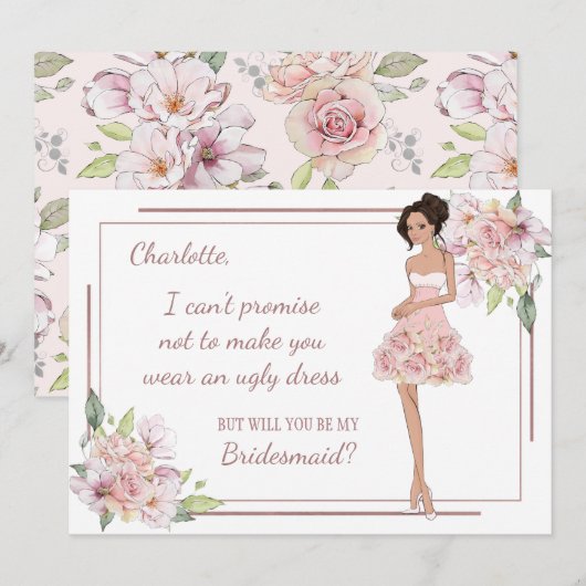 Custom Girl Bridesmaid Vorschlag Card Einladung (Vorne/Hinten)