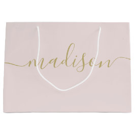 Custom Girl Chic Feminine Gold Script Blush Pink Große Geschenktüte