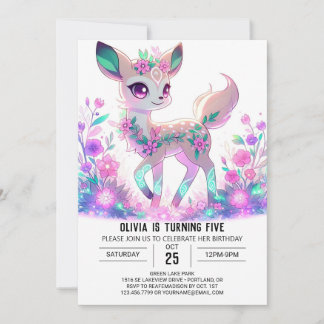 Custom Girl Deer Digital Geburtstag Einladung