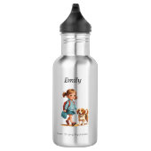 Custom Girl & Dog School Bottle Edelstahlflasche (Rechts)