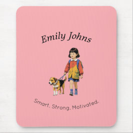 Custom Girl & Dog School Mousepad