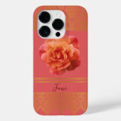 Custom Girl Floral Pink and Golden Damask Lace Case-Mate iPhone Hülle (Rückseite)