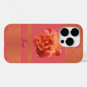 Custom Girl Floral Pink and Golden Damask Lace Case-Mate iPhone Hülle (Rückseite (Horizontal))
