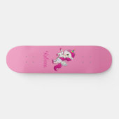 Custom Girl Funkelnd rosa Einhorn Skateboard (Horizontal)