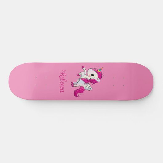 Custom Girl Funkelnd rosa Einhorn Skateboard (Horizontal)