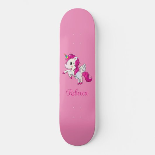 Custom Girl Funkelnd rosa Einhorn Skateboard (Vorderseite)
