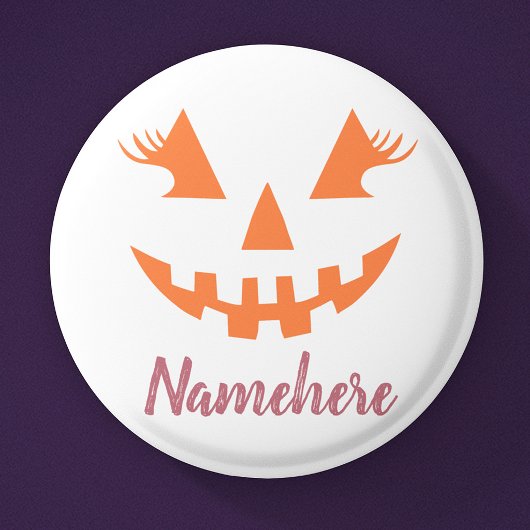 Custom Girl Kürbislaterne Pumpkin Halloween Button