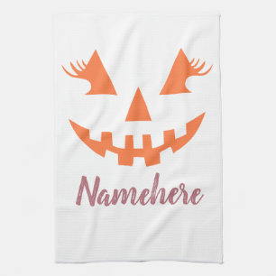 Custom Girl Kürbislaterne Pumpkin Halloween Geschirrtuch