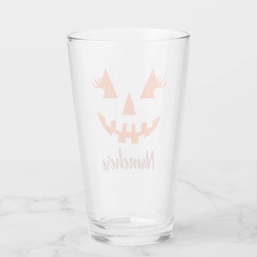 Custom Girl Kürbislaterne Pumpkin Halloween Glas (Rückseite)