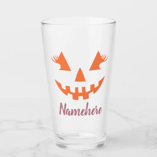 Custom Girl Kürbislaterne Pumpkin Halloween Glas (Vorderseite)