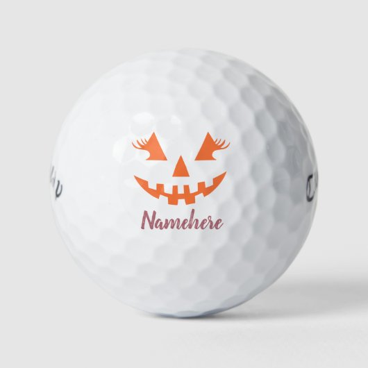 Custom Girl Kürbislaterne Pumpkin Halloween Golfball (Vorderseite)