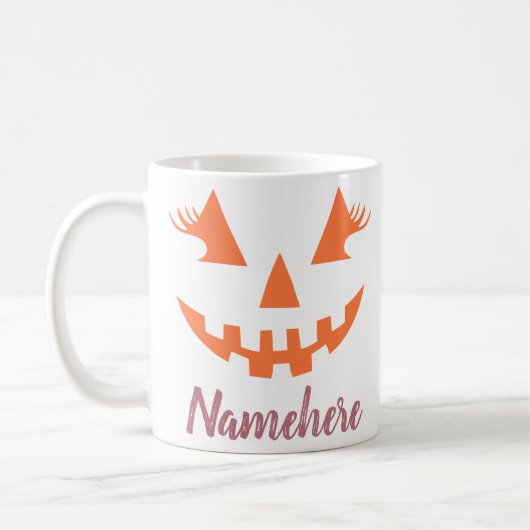 Custom Girl Kürbislaterne Pumpkin Halloween Kaffeetasse (Links)