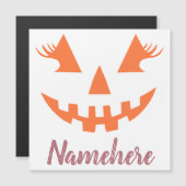 Custom Girl Kürbislaterne Pumpkin Halloween Magnetkarte (Vorne/Hinten)