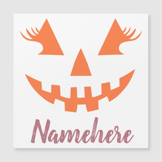 Custom Girl Kürbislaterne Pumpkin Halloween Magnetkarte (Vorderseite)
