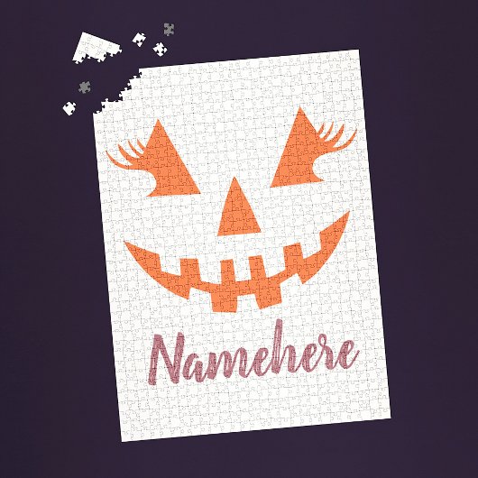 Custom Girl Kürbislaterne Pumpkin Halloween Puzzle