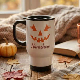 Custom Girl Kürbislaterne Pumpkin Halloween Reisebecher