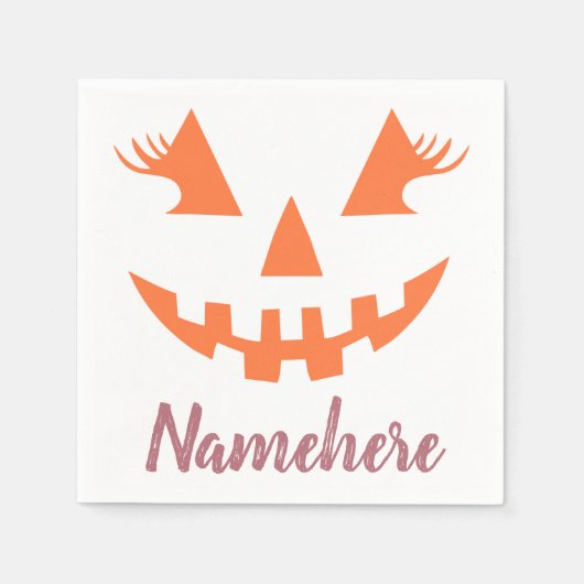 Custom Girl Kürbislaterne Pumpkin Halloween Serviette (Vorderseite)