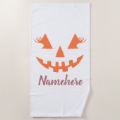 Custom Girl Kürbislaterne Pumpkin Halloween Strandtuch (Vorderseite)