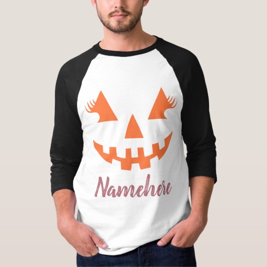 Custom Girl Kürbislaterne Pumpkin Halloween T-Shirt (Vorderseite)