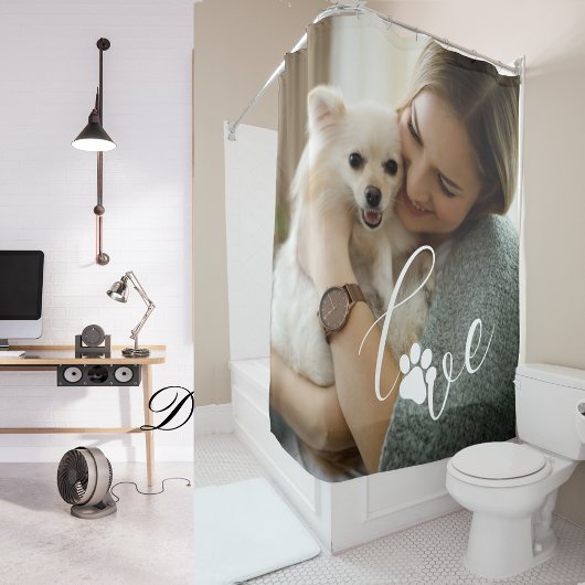 Custom Girl Liebe Dog Paw Prints Foto Personalisie Duschvorhang