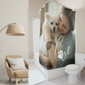 Custom Girl Liebe Dog Paw Prints Foto Personalisie Duschvorhang