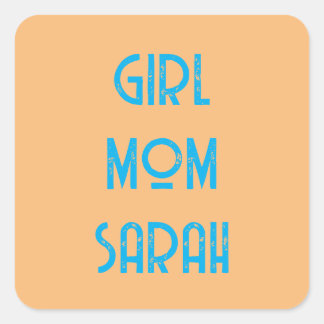 custom GIRL MOM BABY SHOWER peach Paper Plate Quadratischer Aufkleber