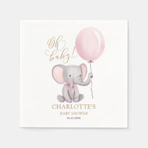 Custom Girl Pink Ballon Niedlich Elephant Baby Dus Serviette