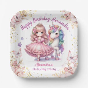 Custom Girl Princess Unicorn Birthday Paper Teller