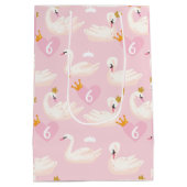 Custom Girl Royal Swan Princess Pink Birthday Mittlere Geschenktüte (Rückseite)
