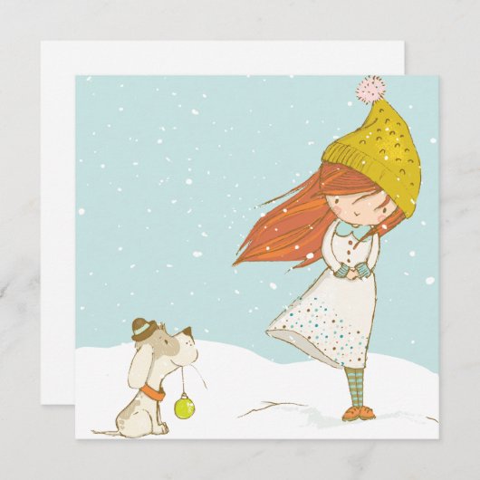 Custom Girl und Ihr Hund Niedlich Weihnachten (Vorne/Hinten)