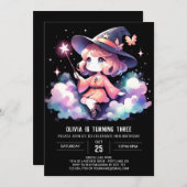 Custom Girl Wizard Geburtstag Einladung (Vorne/Hinten)