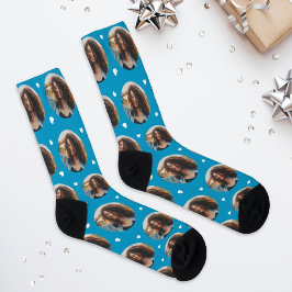 Custom Girlfriend Foto Blue Liebe Socken