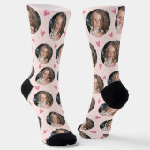 Custom Girlfriend Foto Blush Pink Liebe Socken (Gewinkelt)