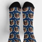 Custom Girlfriend Foto Navy Blue Liebe Socken (Oben)