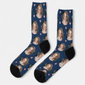 Custom Girlfriend Foto Navy Rose Gold Heft Socken (Linkes Detail)