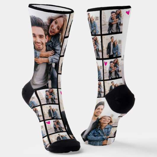 Custom Girlfriend Foto Pink Liebe Socken (Gewinkelt)