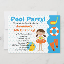 Custom Girl's Birthday Pool Party Einladung