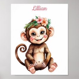 Custom Girl's Dschungel Themed Kinderzimmer Giraff Poster