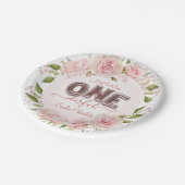 Custom Girls First Birthday Balloons Pappteller (Schrägansicht)